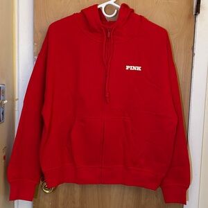 PINK Victoria's Secret Red Zip-Up Sweater